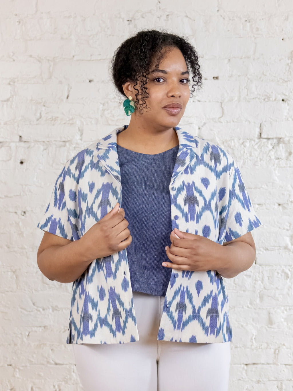 Camp Plus Size Shirt - Seashore Ikat