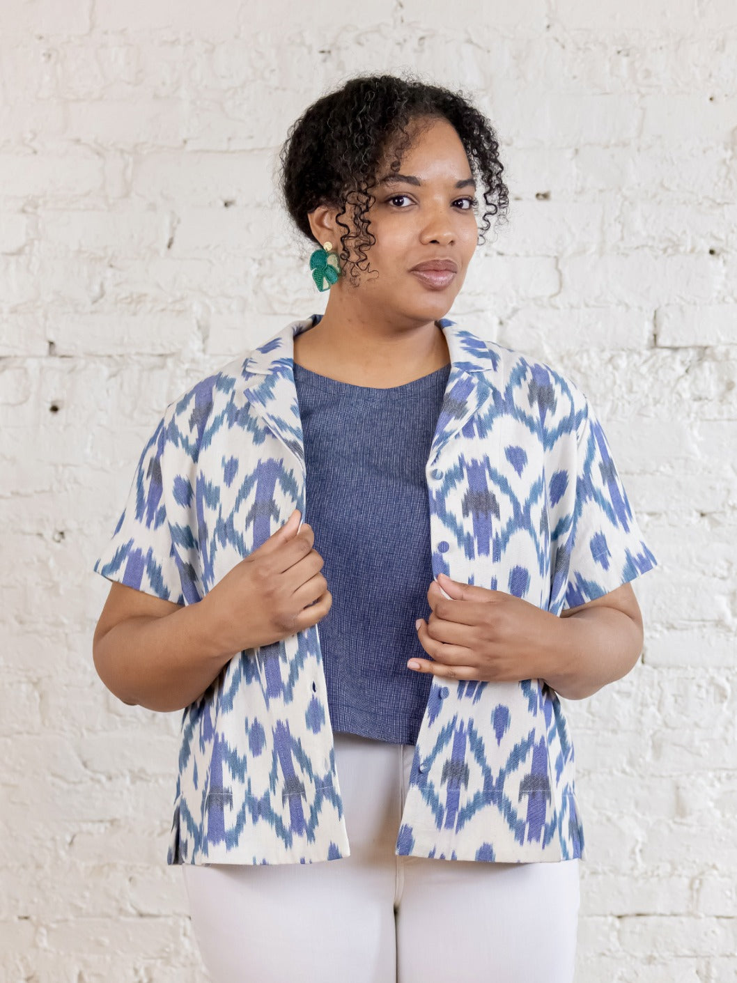 Camp Plus Size Shirt - Seashore Ikat