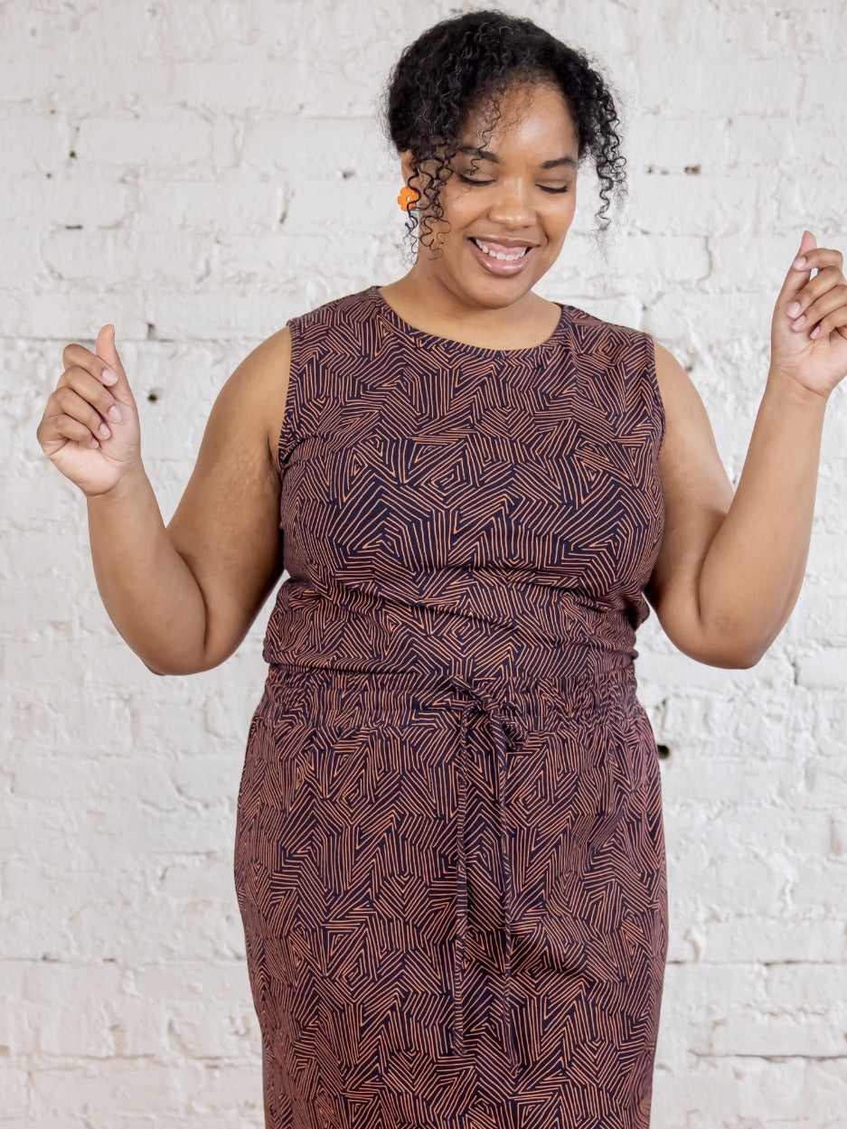 Isla Plus Size Skirt - Tree Rings Blue