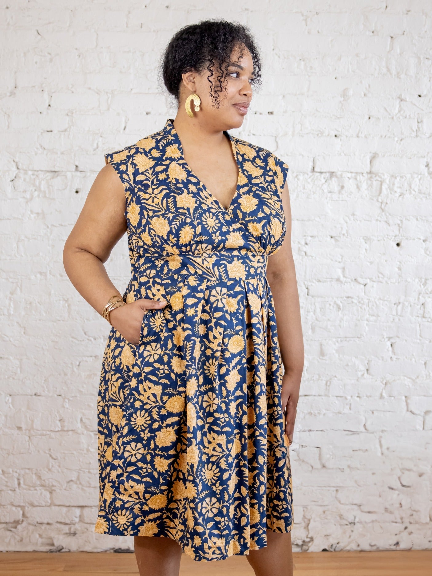 Lucille Plus Size Dress - Navy Botanical