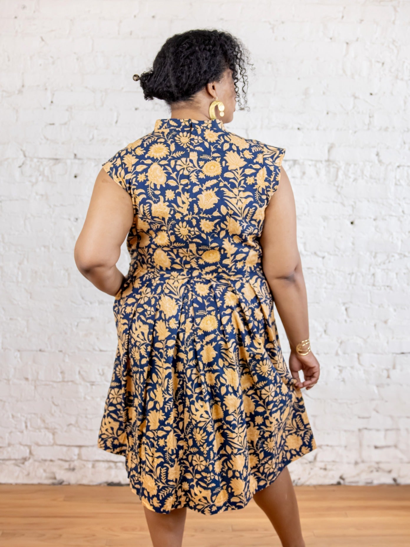 Lucille Plus Size Dress - Navy Botanical