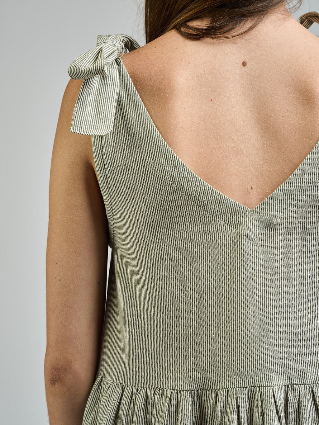 Lorelei Tiered Dress - Olive Stripe