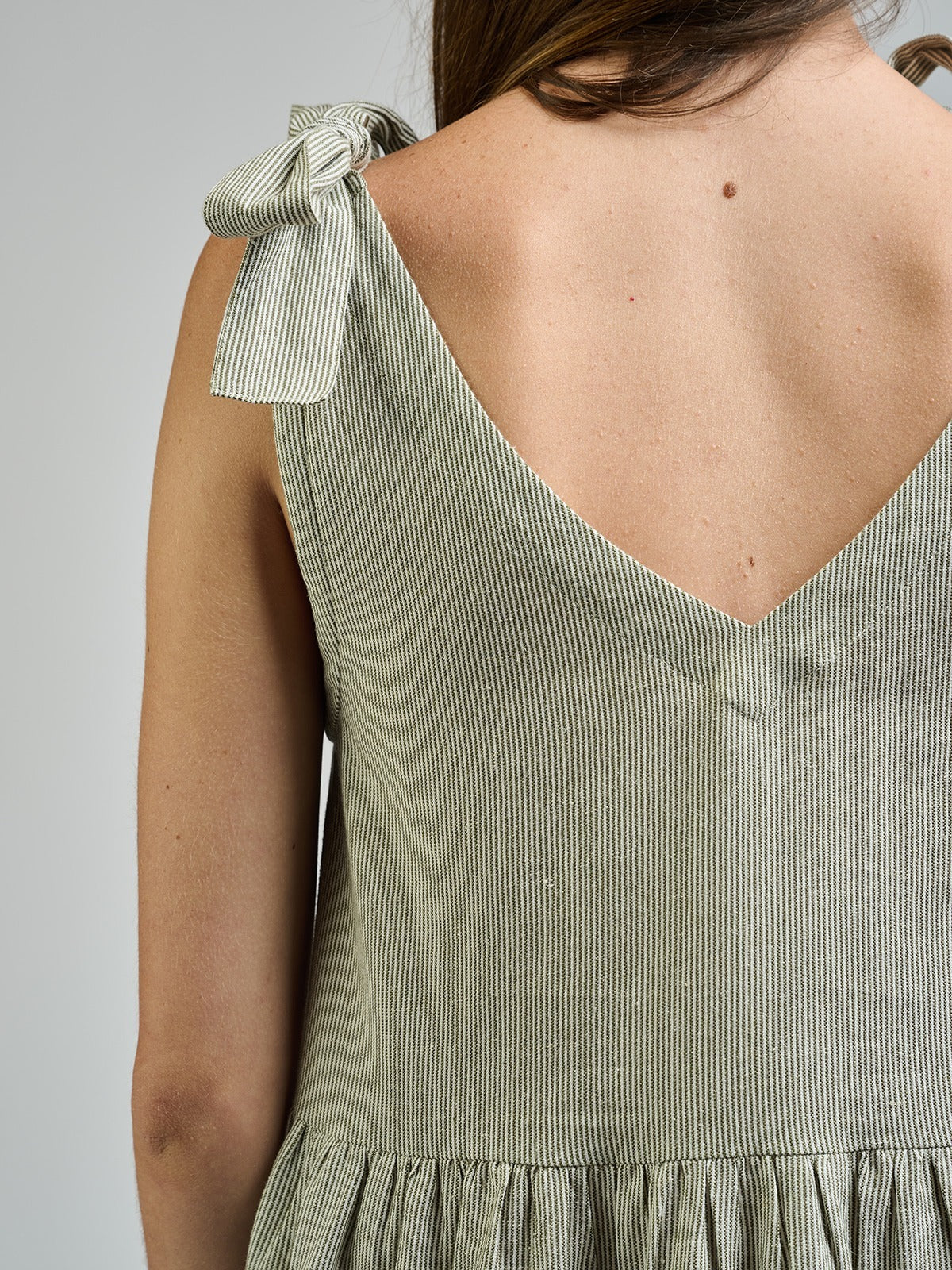 Lorelei Tiered Dress - Olive Stripe