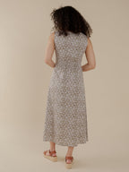 Artsy Traveler Sleeveless Midi Dress - Olive Flowers