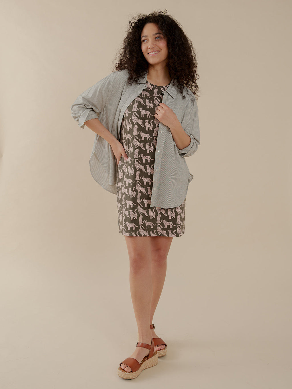 Hudson Shirt Dress - Leopard Green
