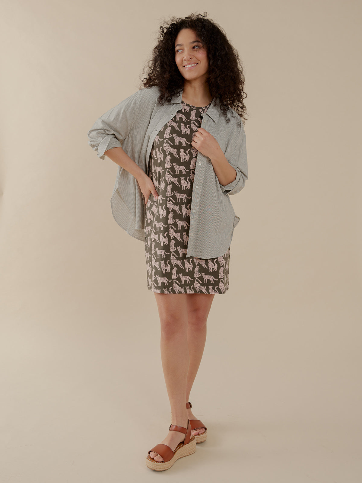 Hudson Shirt Dress - Leopard Green