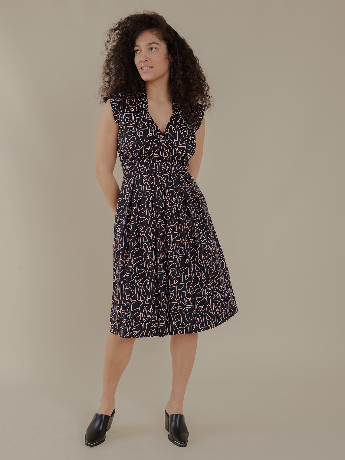 Lucille Dress - Black Lines