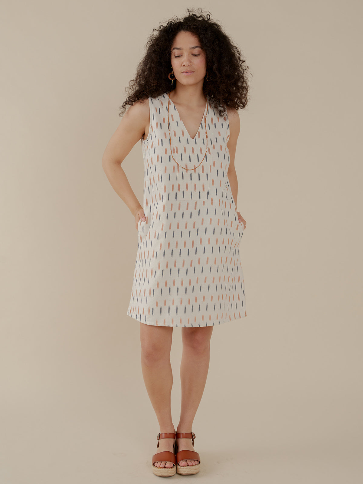 Milan Shift Dress - Ivory Ikat
