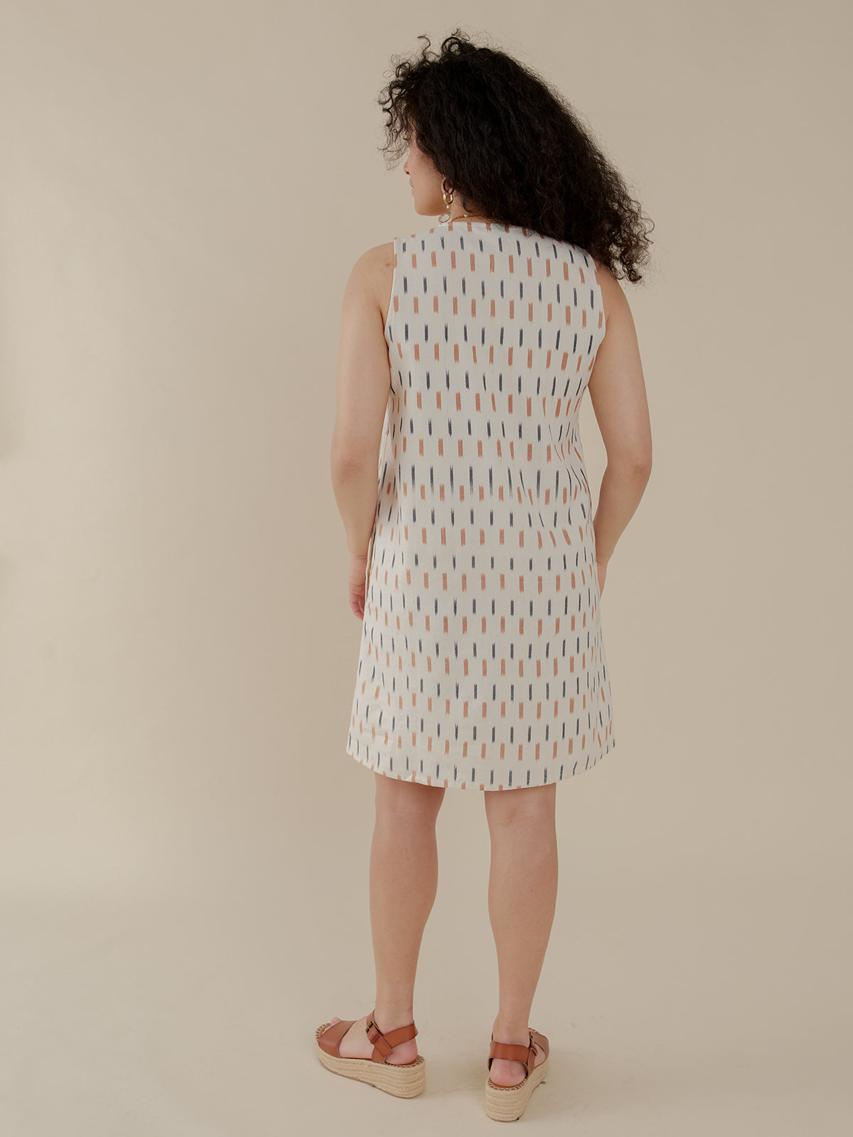 Milan Shift Dress - Ivory Ikat