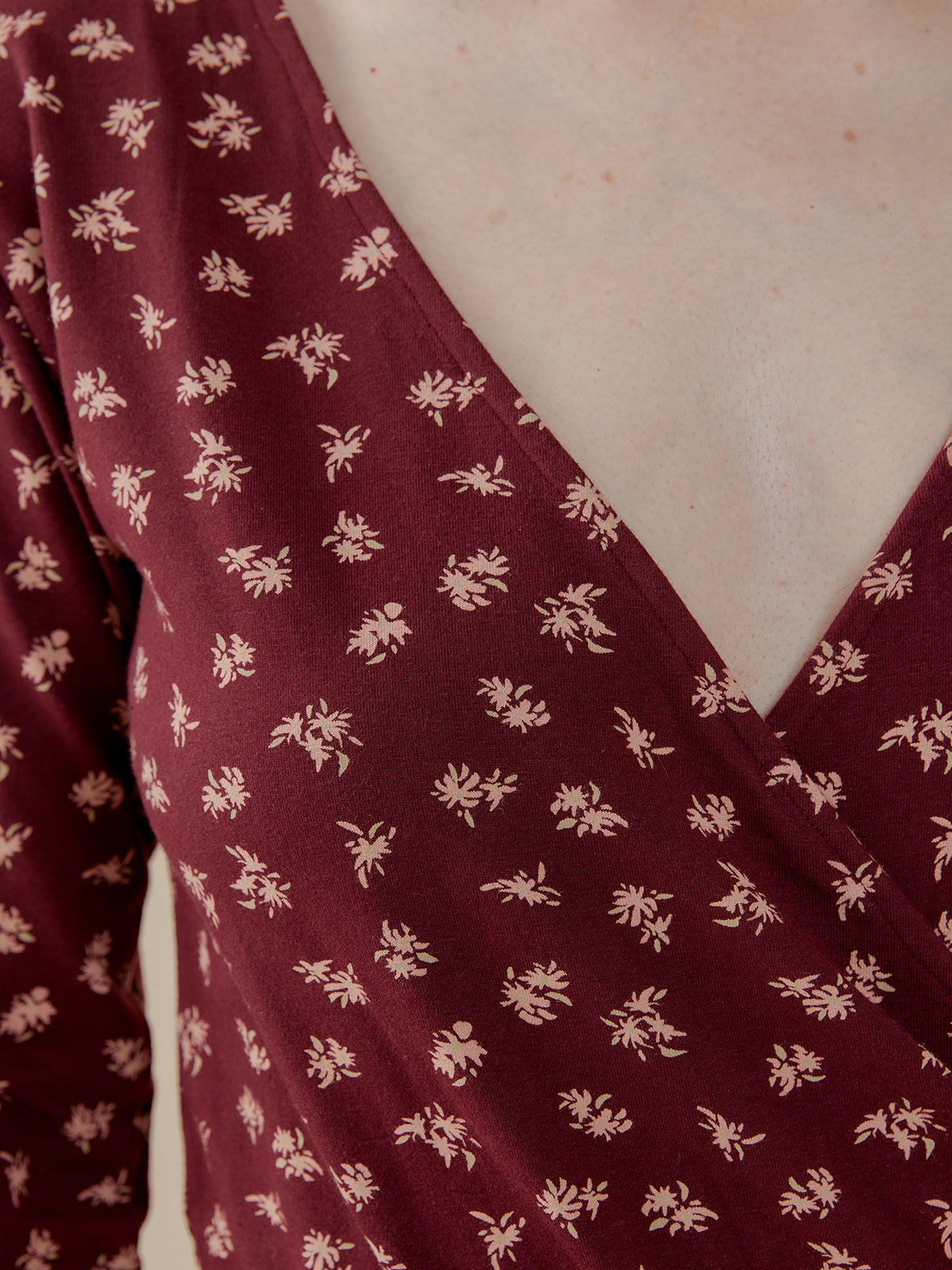 Rita Long Sleeve Jumpsuit - Burgundy Bouquet