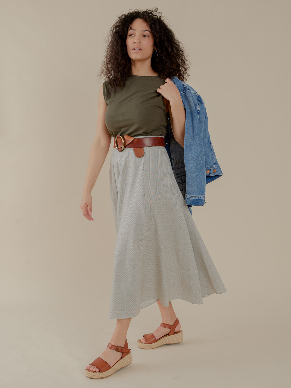 Lucinda Skirt - Olive Stripe