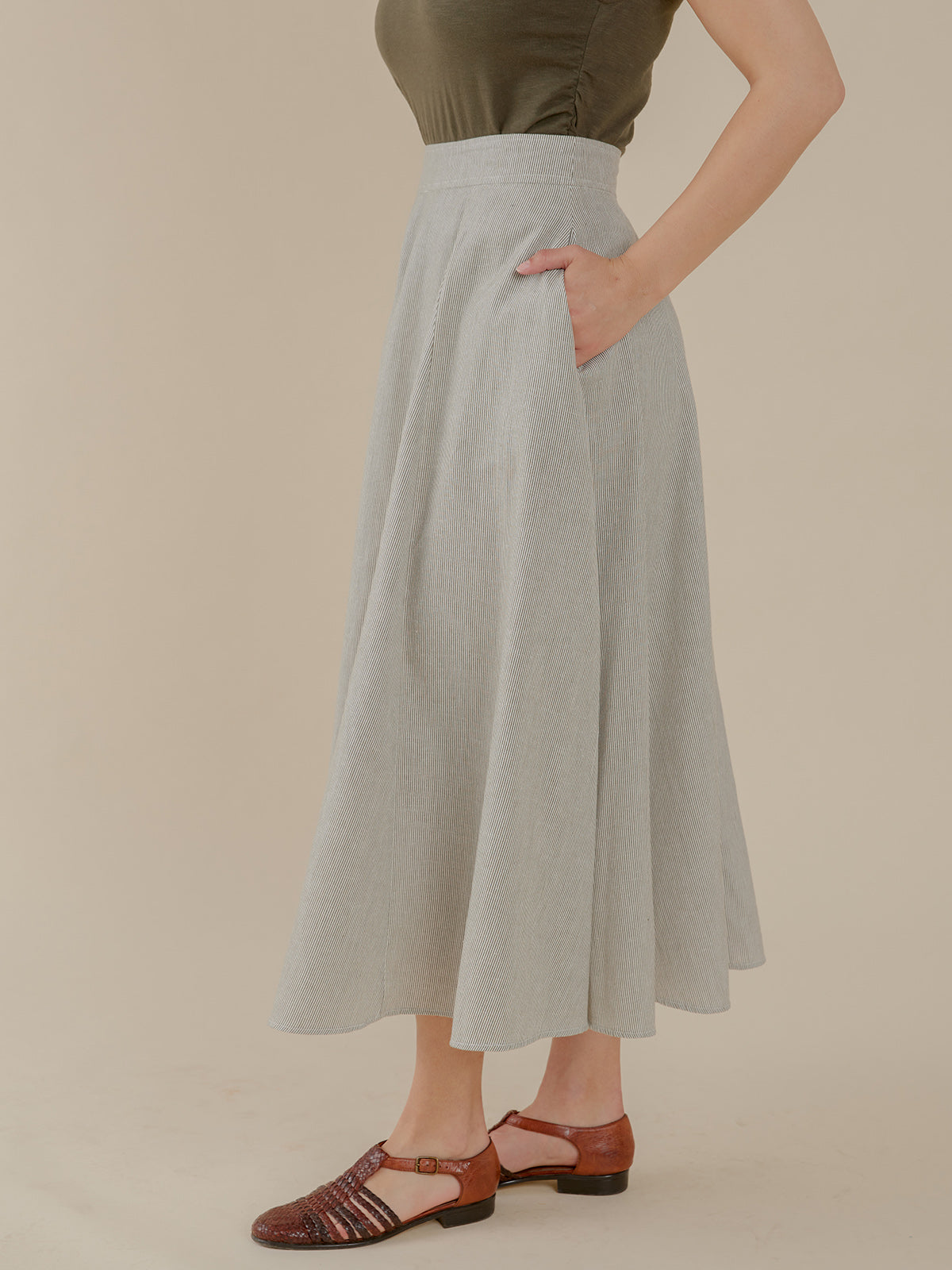 Lucinda Skirt - Olive Stripe