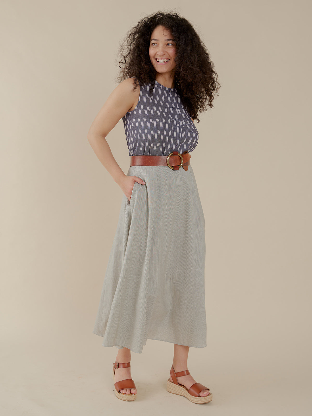 Lucinda Skirt - Olive Stripe