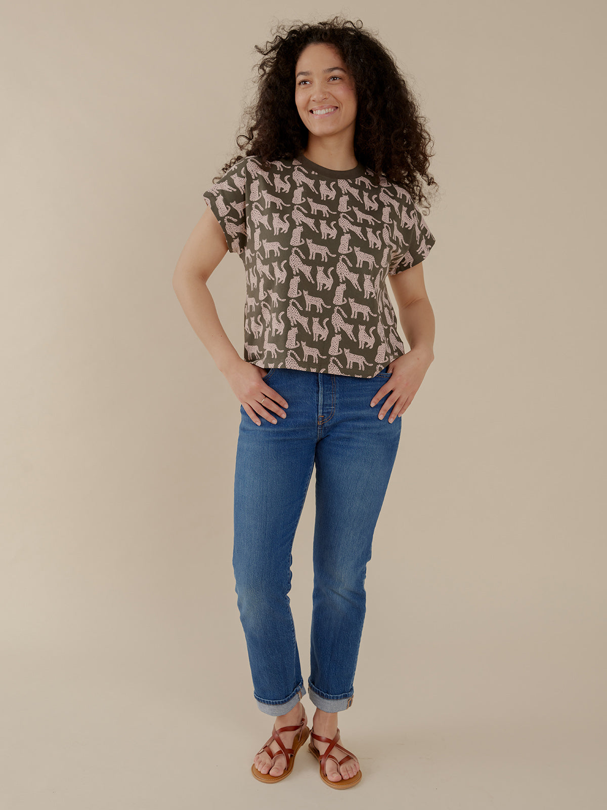 Caitlin Top - Leopard Green