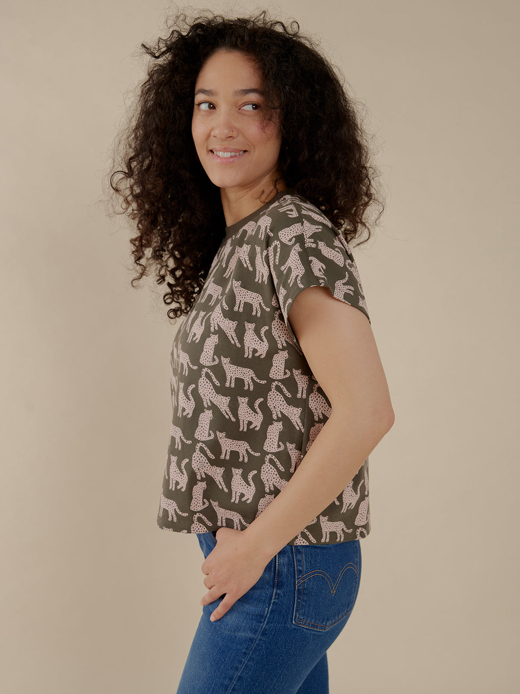 Caitlin Top - Leopard Green
