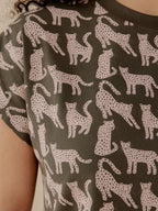 Caitlin Top - Leopard Green