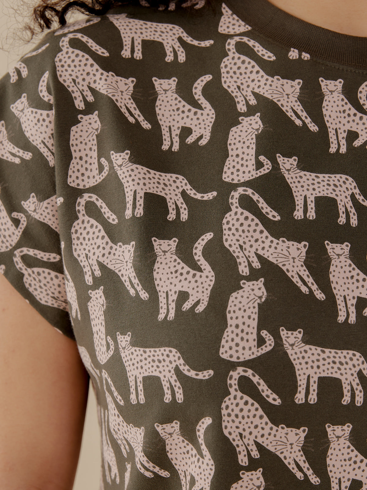 Caitlin Top - Leopard Green
