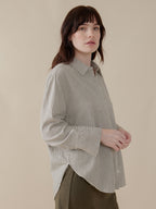 Mae Oversized Shirt - Olive Stripe
