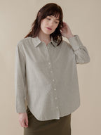 Mae Oversized Shirt - Olive Stripe