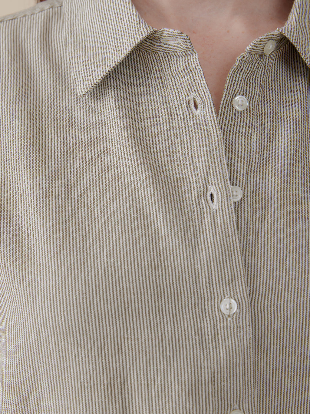Mae Oversized Shirt - Olive Stripe