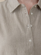 Mae Oversized Shirt - Olive Stripe