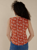 Millie Muscle Tee - Leopard Sienna