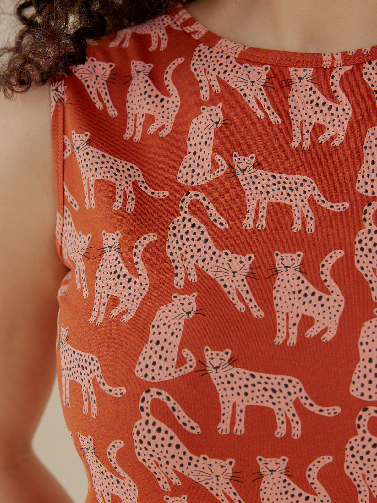 Millie Muscle Tee - Leopard Sienna