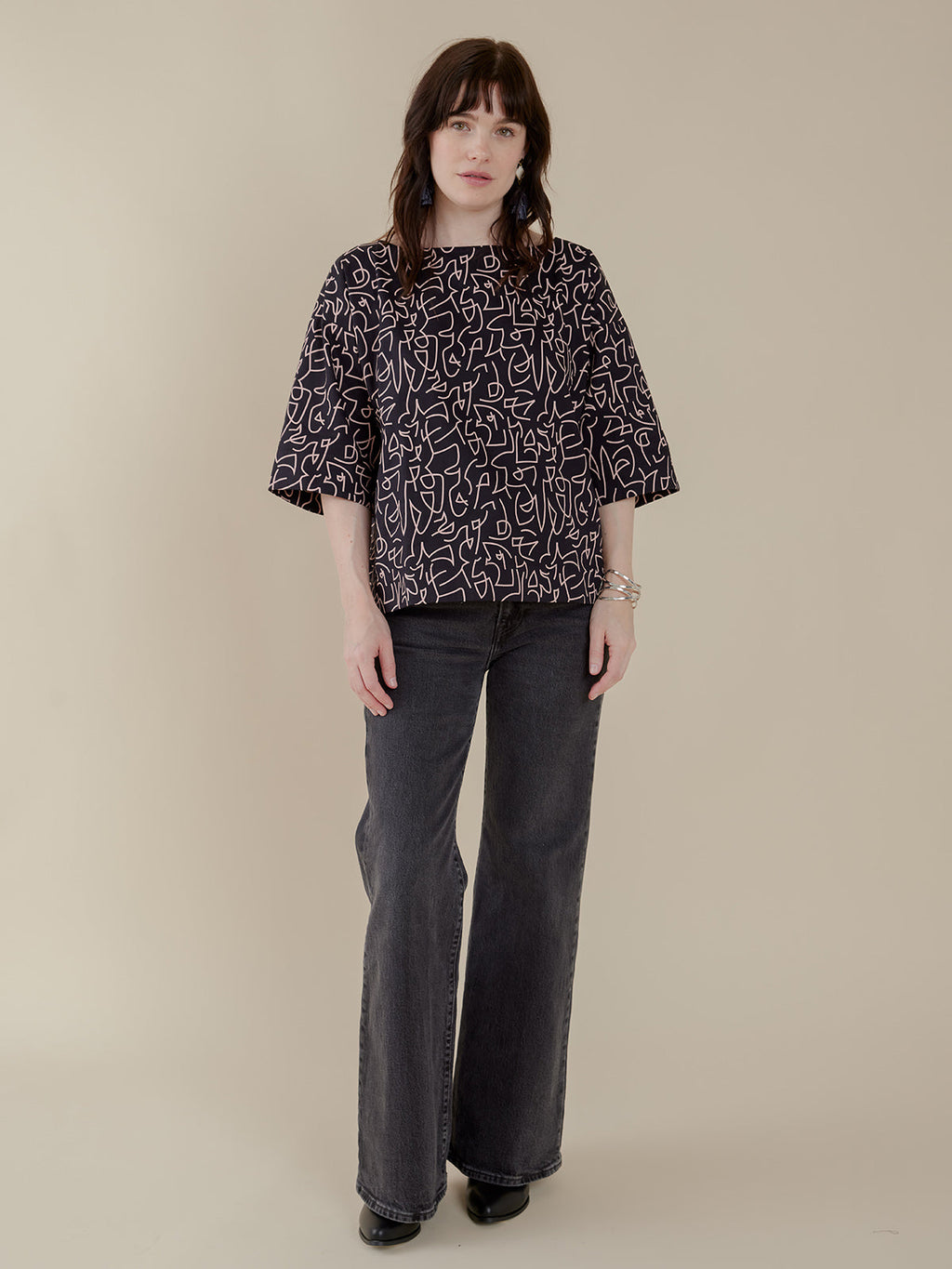 Ruth Top - Black Lines