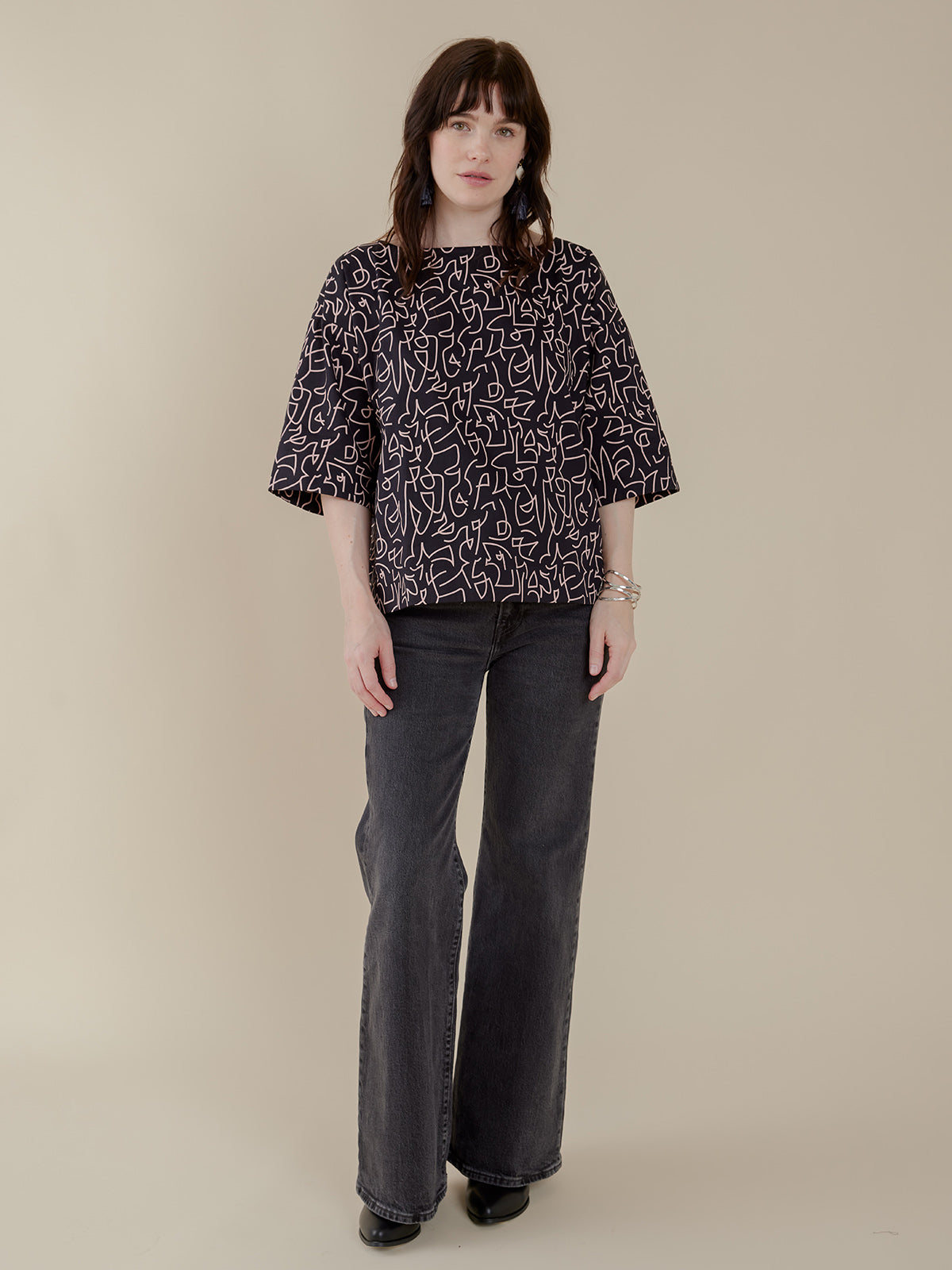 Ruth Top - Black Lines