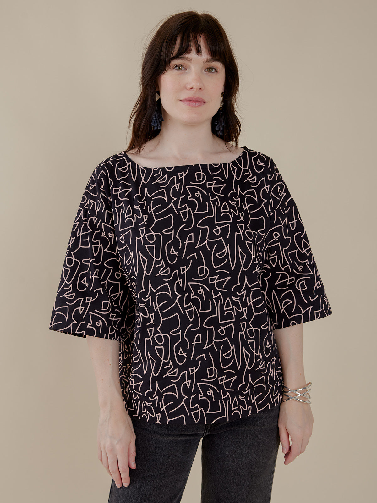 Ruth Top - Black Lines