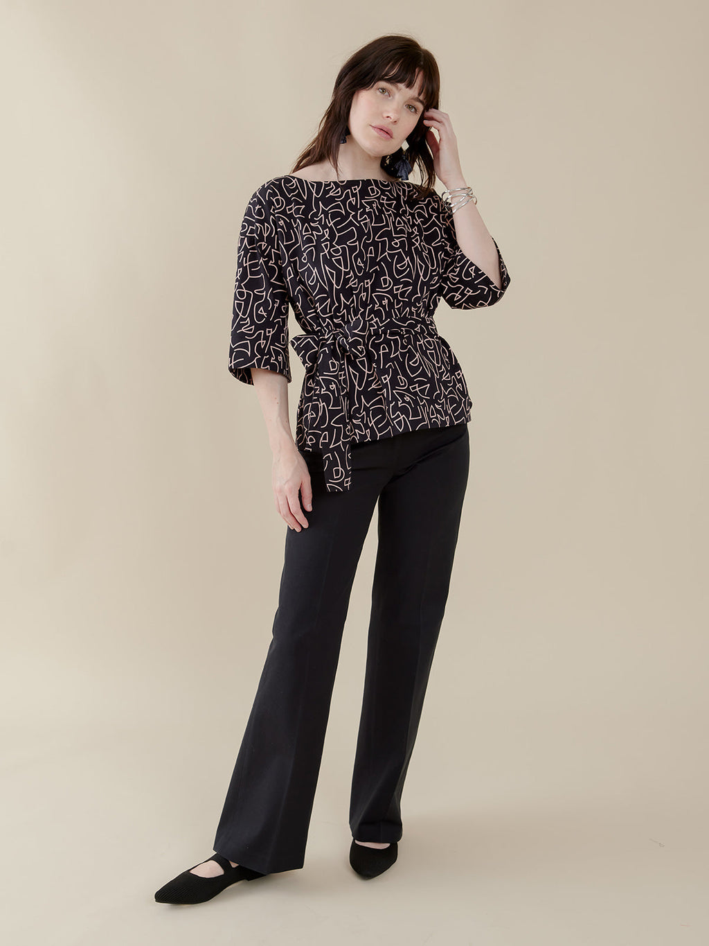 Ruth Top - Black Lines