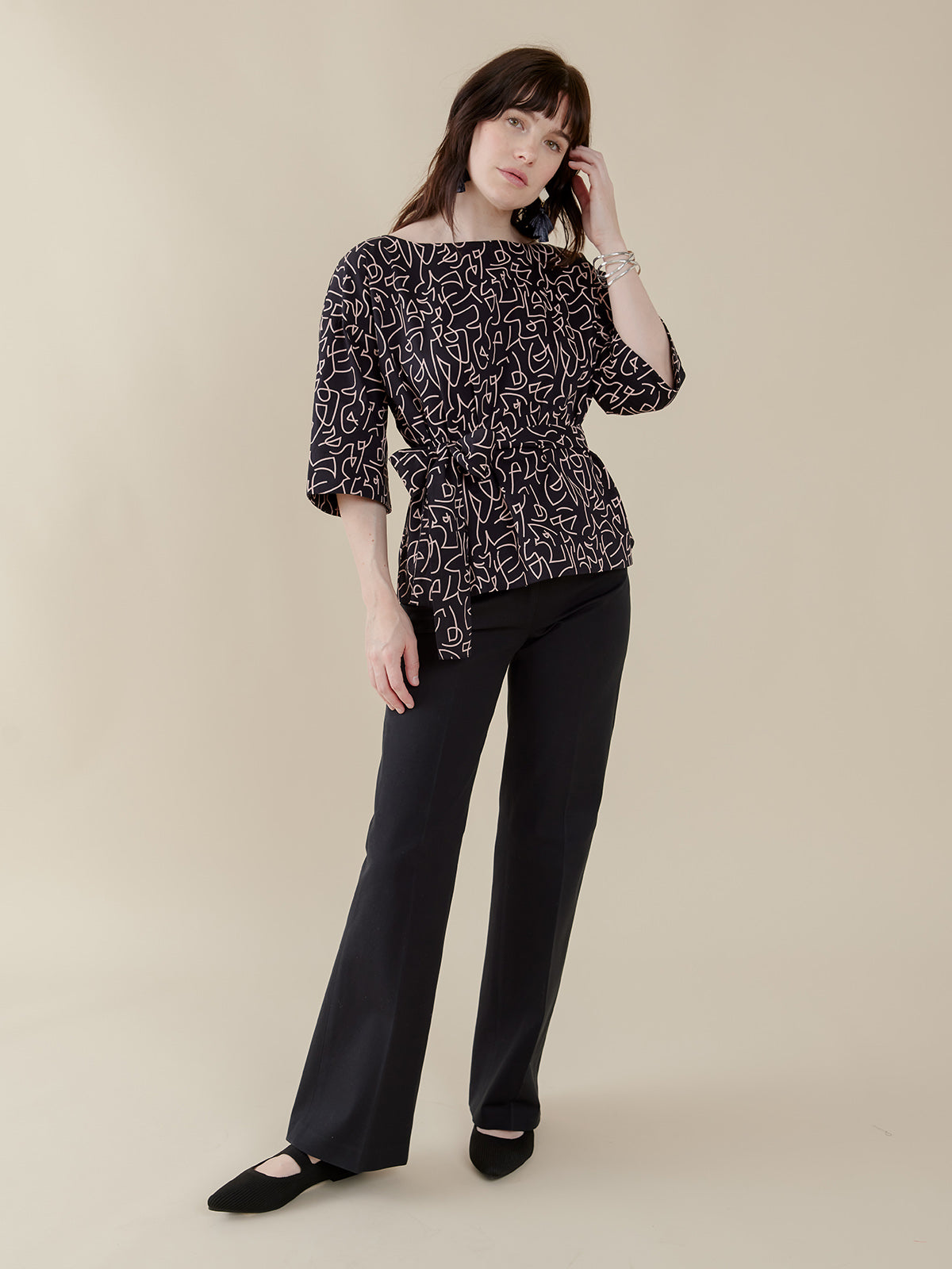 Ruth Top - Black Lines