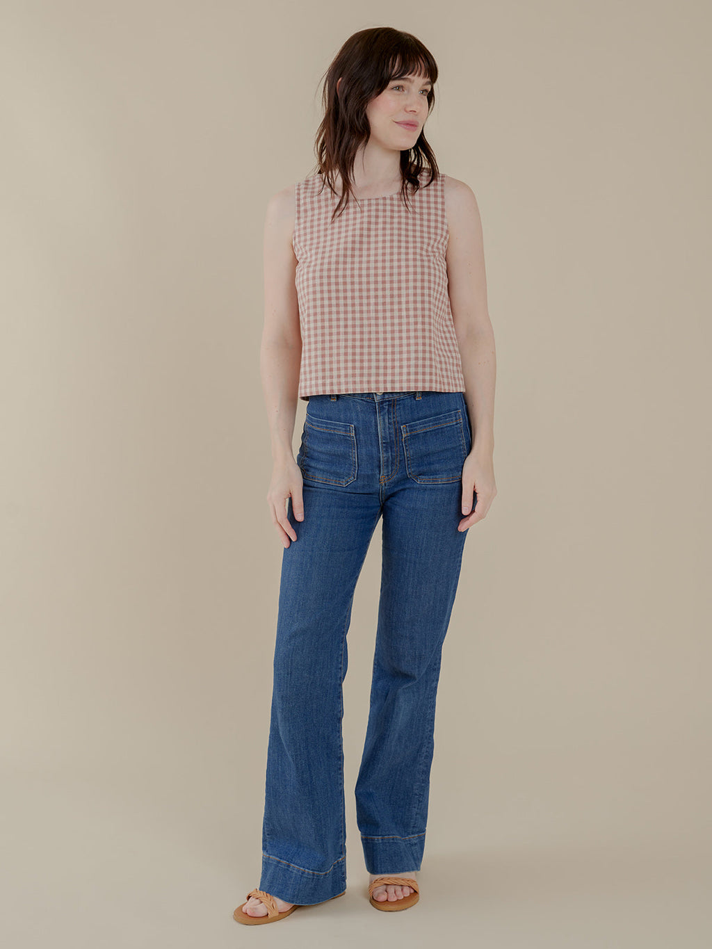 Neko Tank - Brown Gingham
