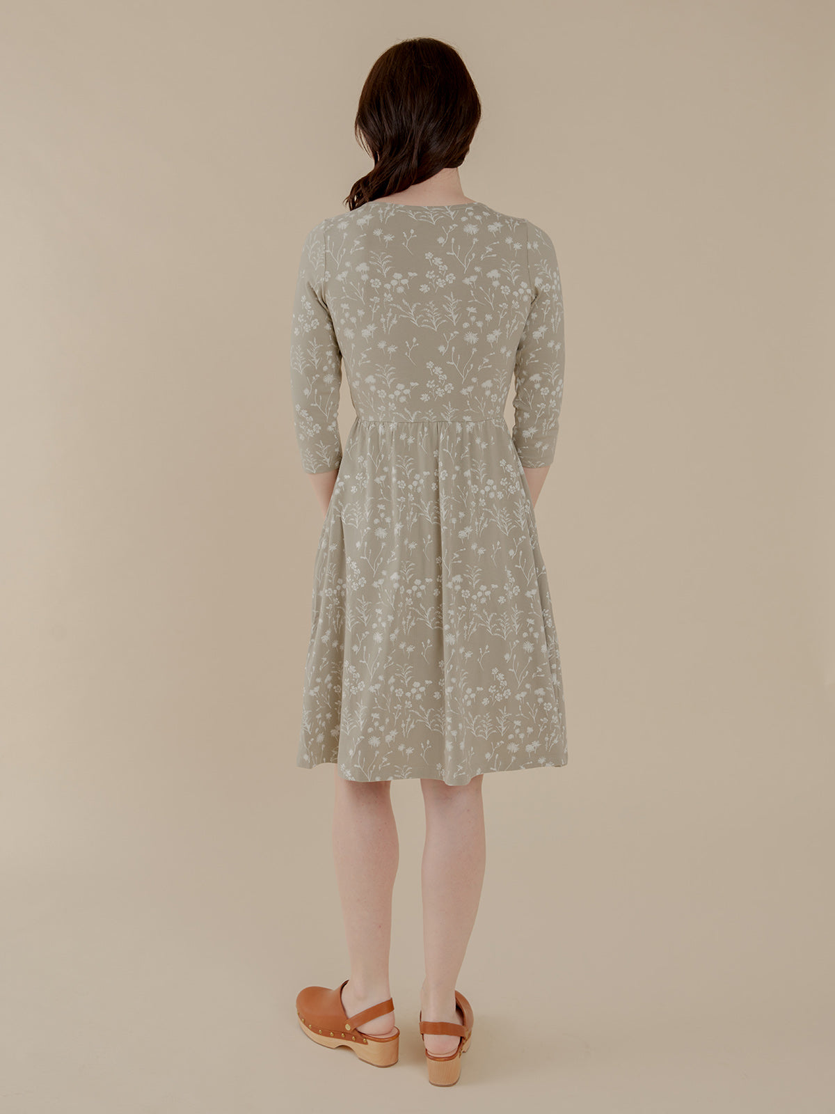 Callie 3/4 Sleeve Wrap Dress - Field Taupe