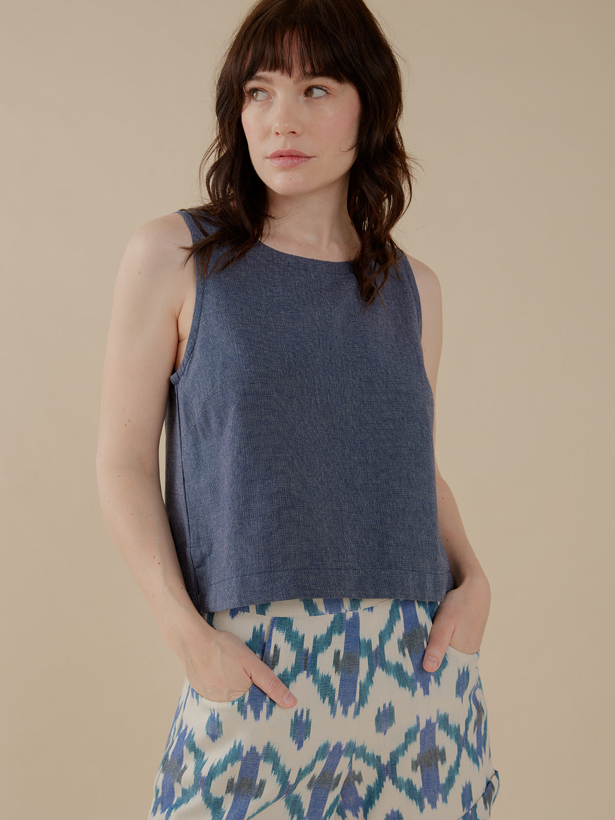 Neko Tank - Blue Chambray