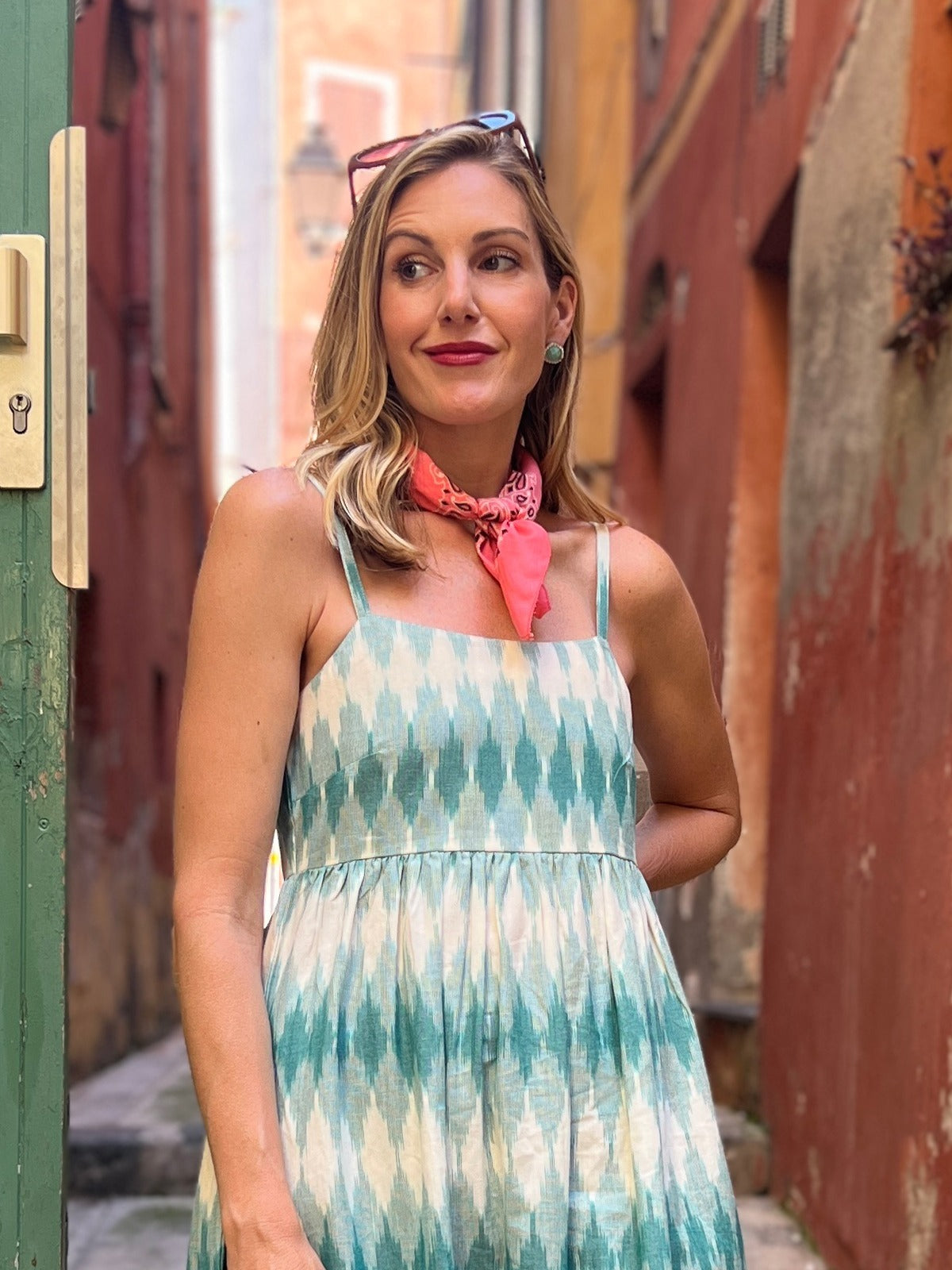 Sofia Midi Dress - Teal Ikat