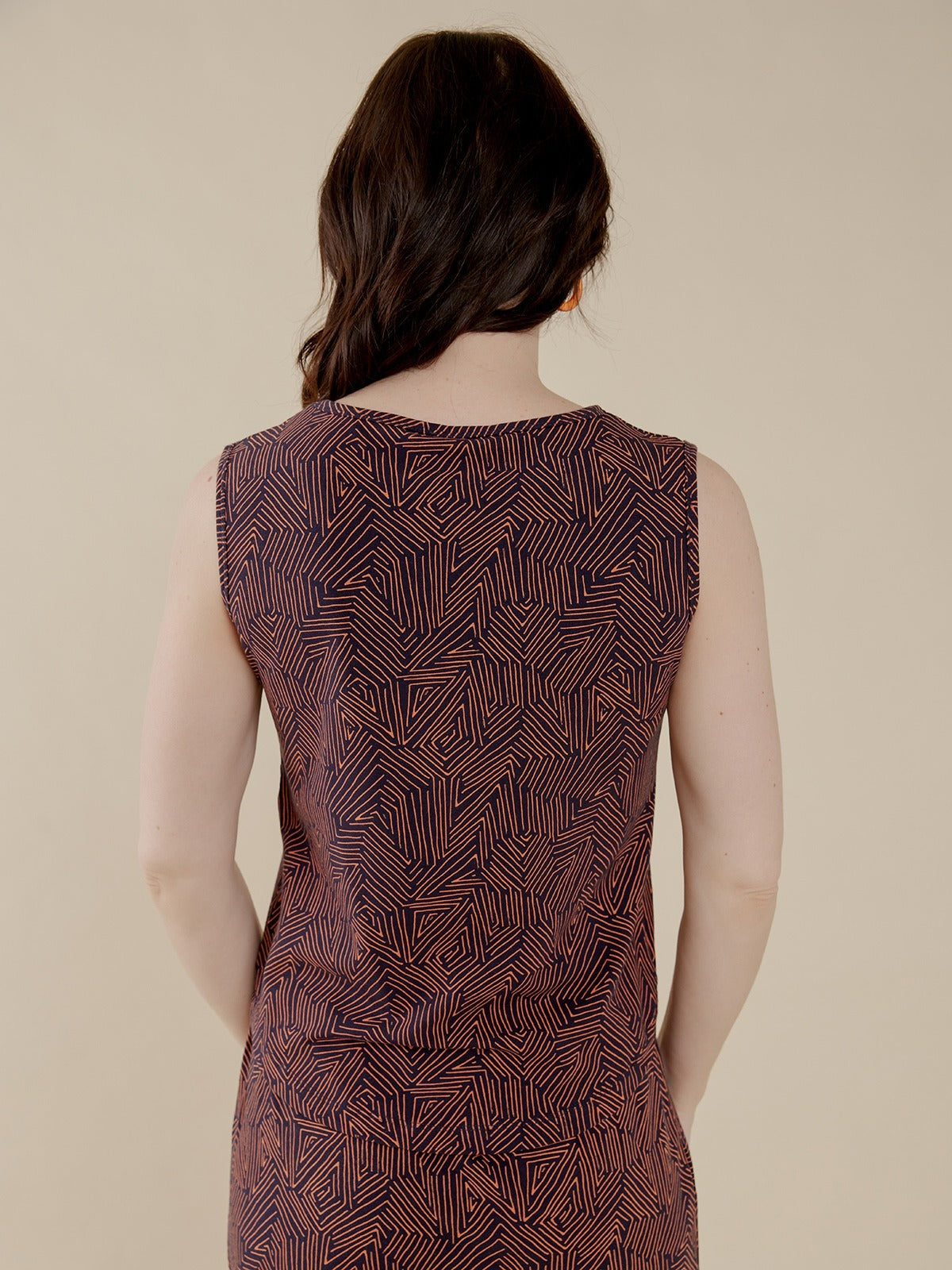 Millie Muscle Tee - Tree Rings Blue