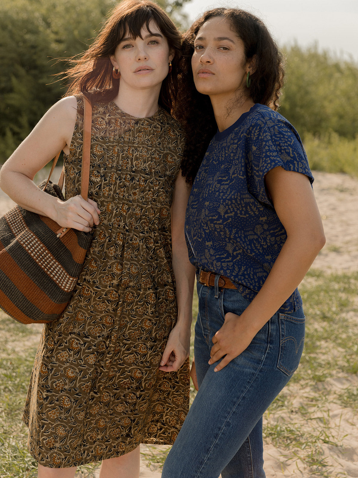 Penny Pintucked Dress - Olive Kalamkari