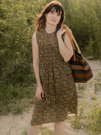Penny Pintucked Dress - Olive Kalamkari