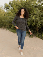 Cozy Day Top - Tree Rings Slate
