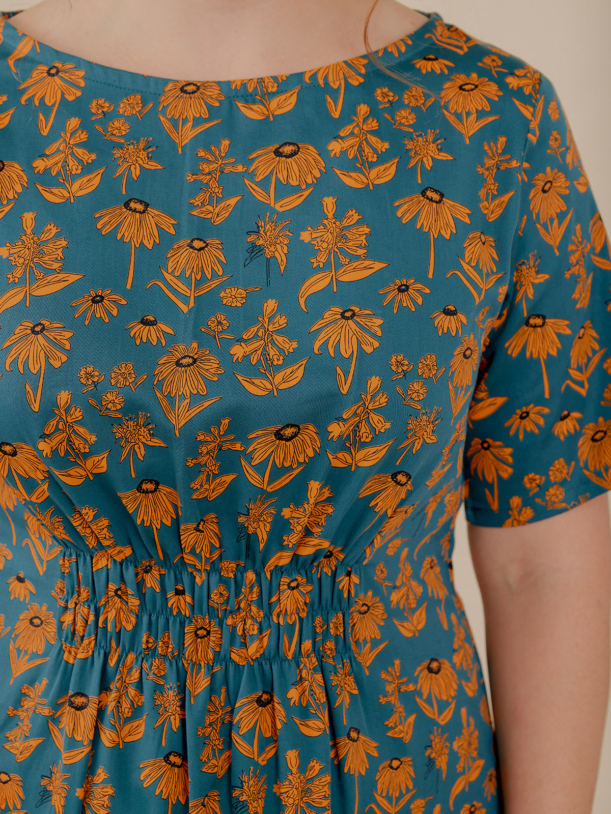 Artsy Traveler Midi Dress - Teal Floral