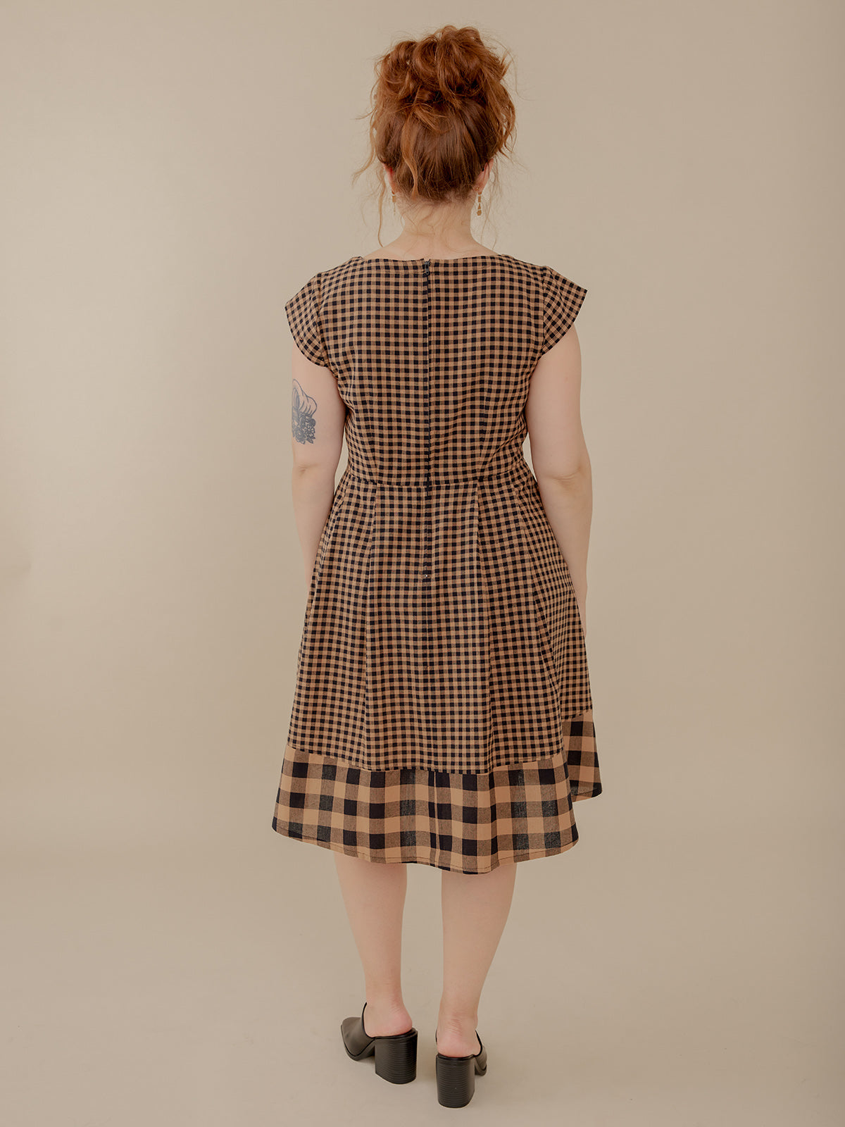 Devonshire Dress - Black and Tan Small Gingham