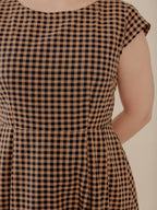 Devonshire Dress - Black and Tan Small Gingham
