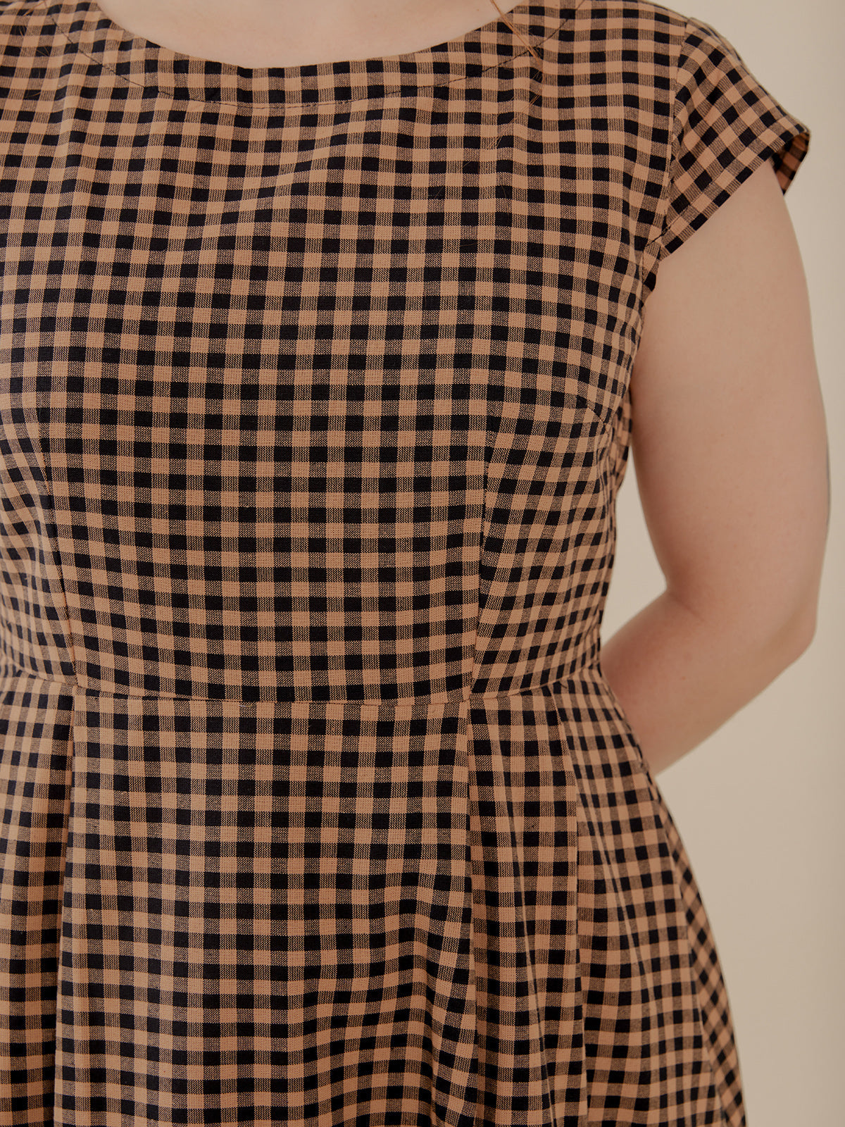 Devonshire Dress - Black and Tan Small Gingham