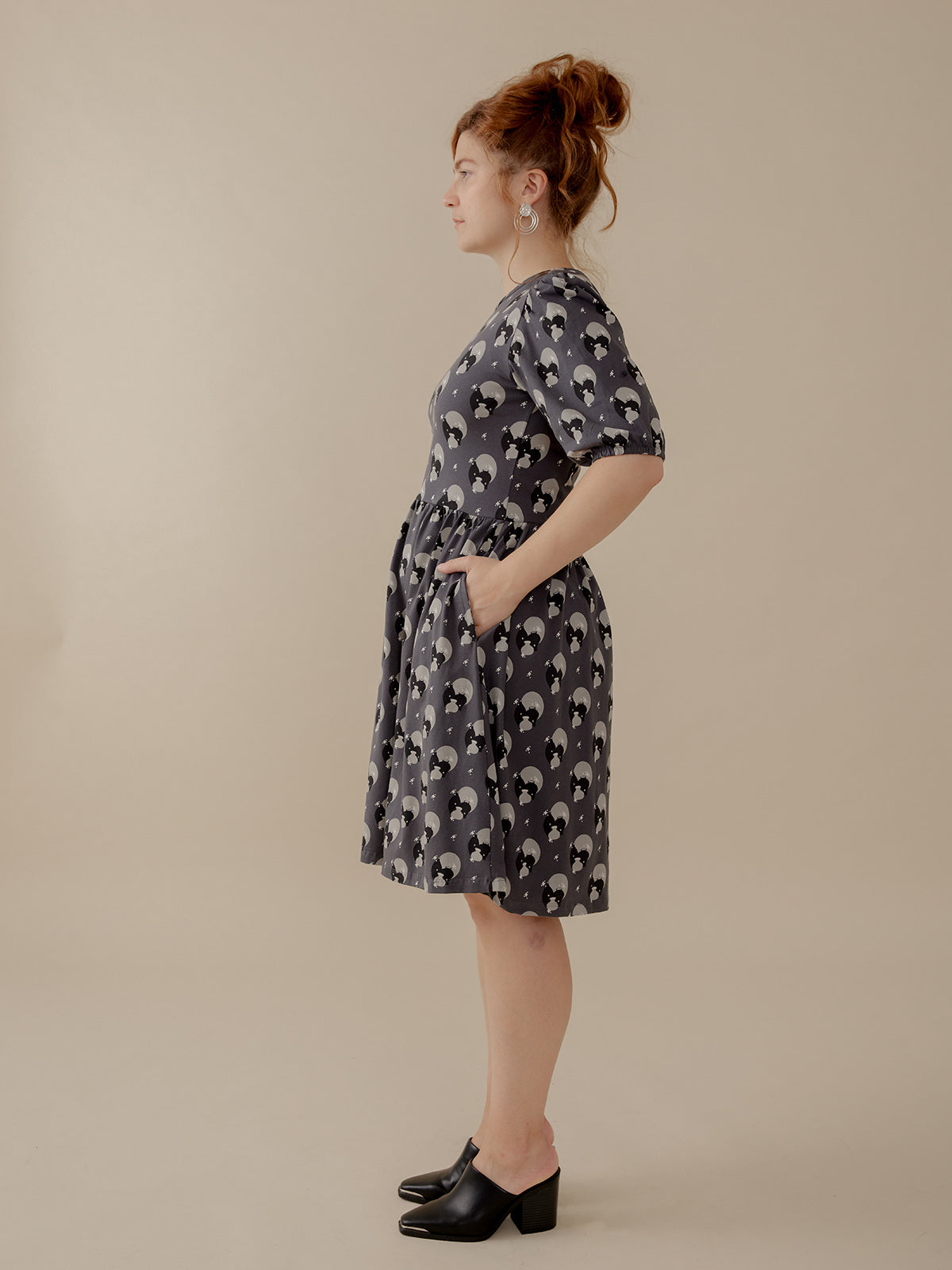 Inez Bubble Sleeve Dress - Vase Cluster Graphite