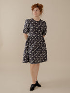 Inez Bubble Sleeve Dress - Vase Cluster Graphite