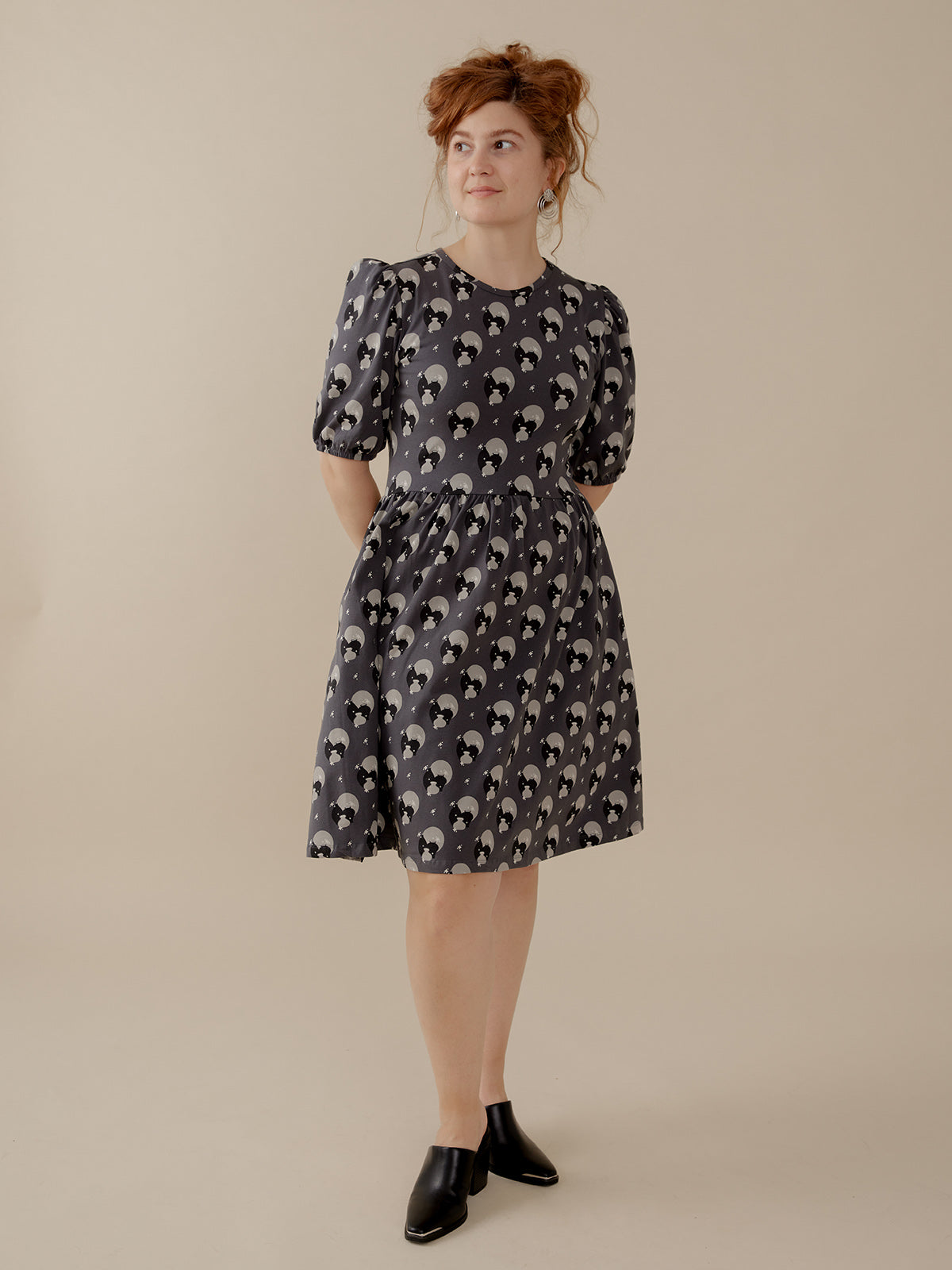 Inez Bubble Sleeve Dress - Vase Cluster Graphite