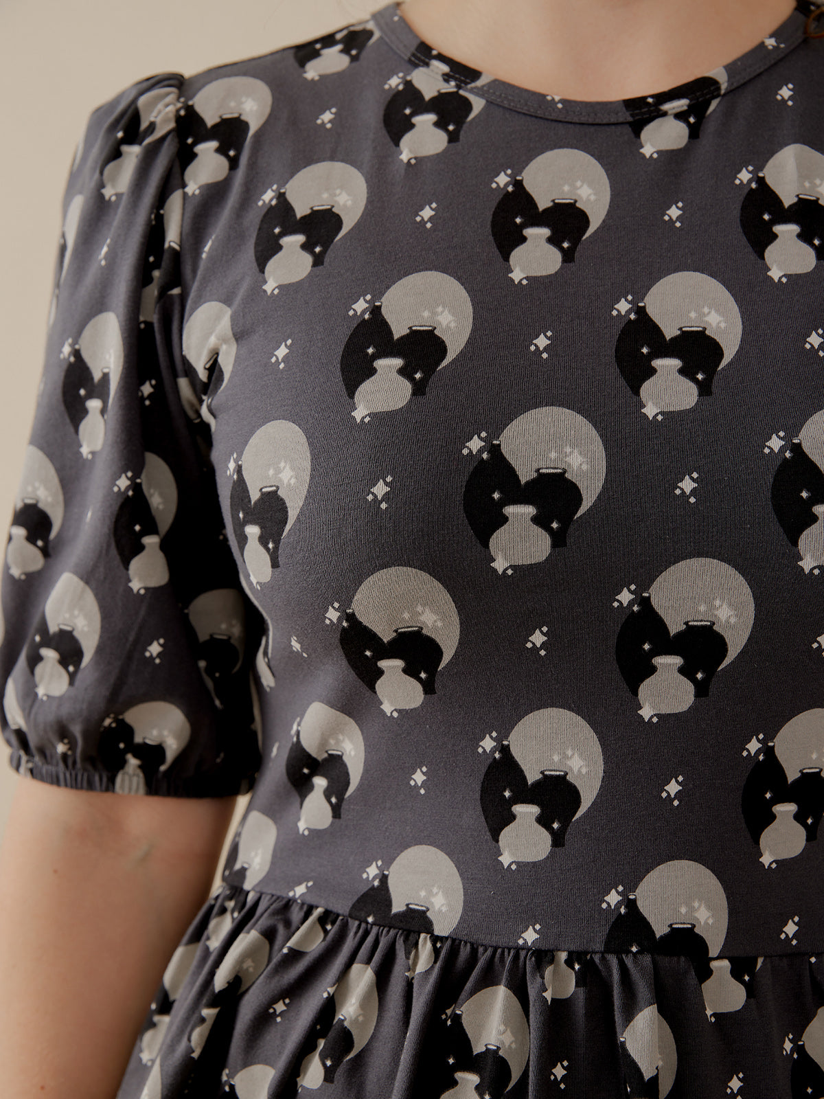 Inez Bubble Sleeve Dress - Vase Cluster Graphite
