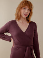 Rita Long Sleeve Jumpsuit - Eggplant Rib Knit