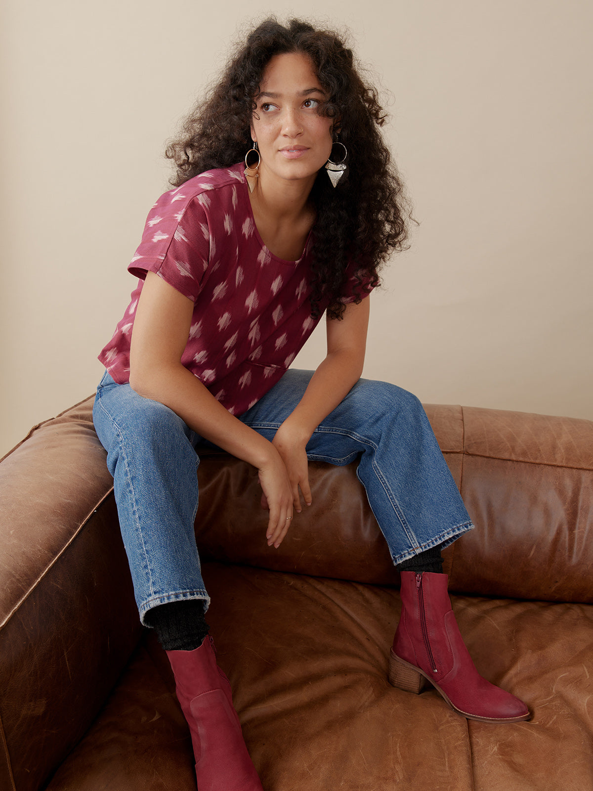 Dana Top - Garnet Ikat